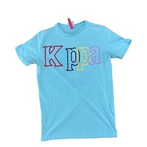 Kappa Brand Light Aqua Blue Bright Letter Tee Size Medium